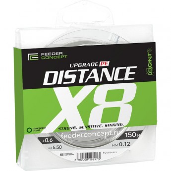 Леска плетёная FEEDER CONCEPT Distance х8 Braid Dark Green 150м, 0.18мм Леска плетёная FEEDER CONCEPT Distance х8 Braid Dark Green 150м, 0.18мм