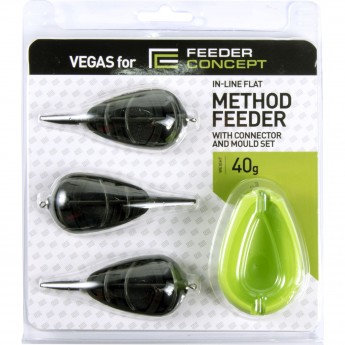 Набор фидерных кормушек FEEDER CONCEPT Vegas Flat METHOD 40г 3шт. и уплотнитель